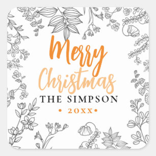 Adesivo Quadrado Dourado e moderno Natal feliz