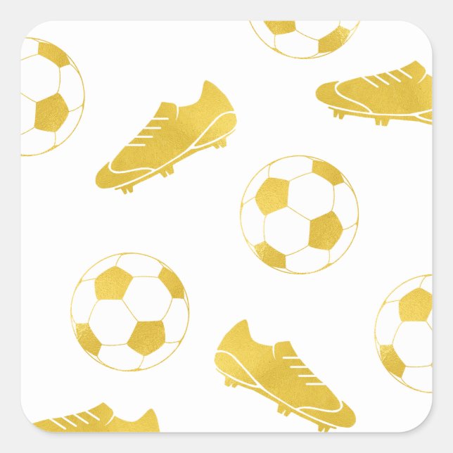 Adesivo Quadrado Dourado Elegante Classic Soccer Limpa Bola (Frente)