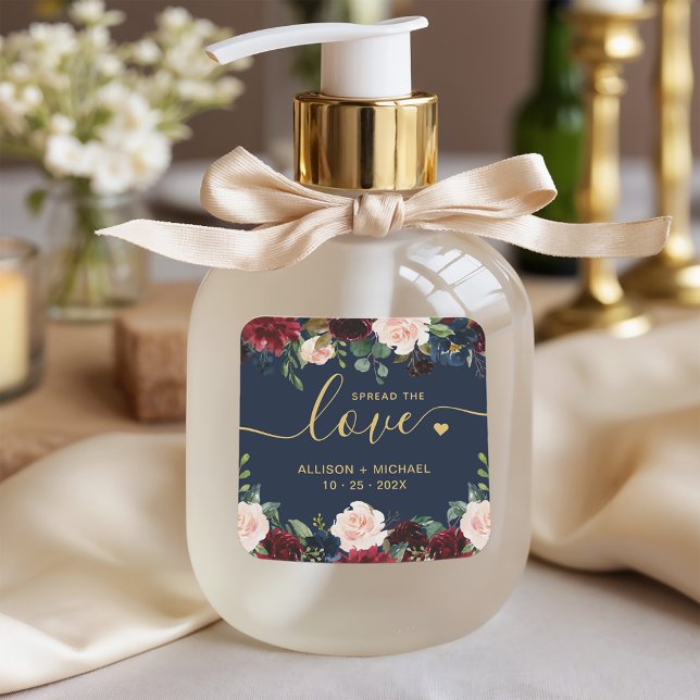 Adesivo Quadrado Dourado espalhar o Marinho Floral de Burgundy com  (Criador carregado)