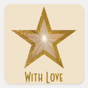 Adesivo Quadrado "Dourado" Estrela 'Com amor', creme-adesivo quadra