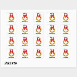 Adesivo Quadrado Dourado Jingle Bells Wreath Stickers