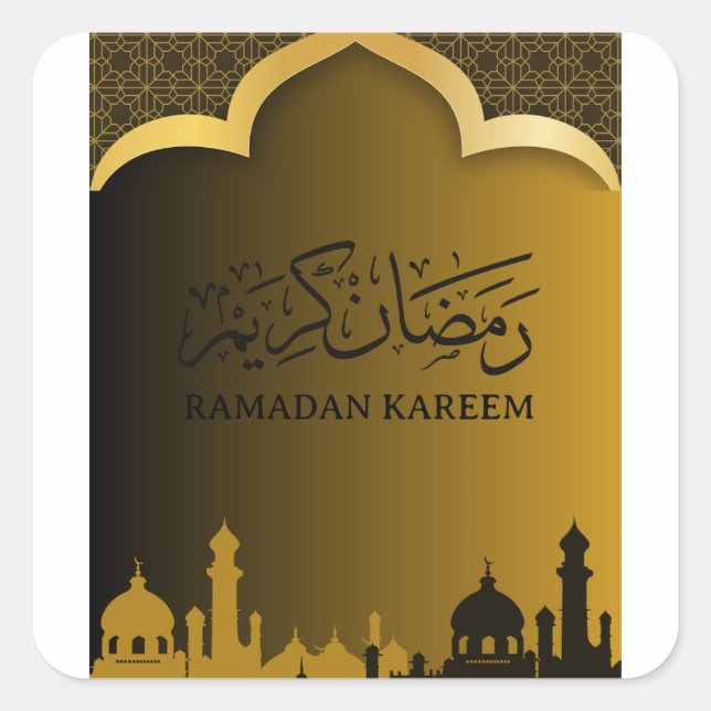 Adesivo Quadrado Dourado Ramadan kareem 2024 (Frente)
