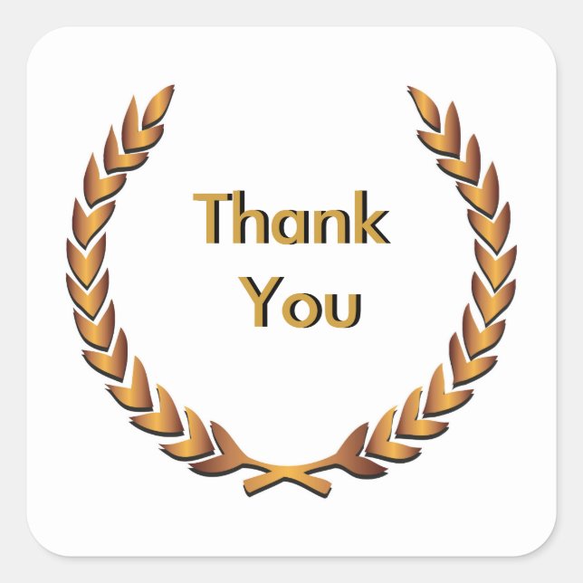 Adesivo Quadrado Dourado Russo Laurel Wreath Obrigado