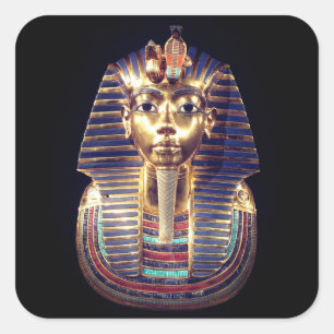 Adesivo Quadrado Dourado Tutankhamun Pharaoh Death Mask Sticker
