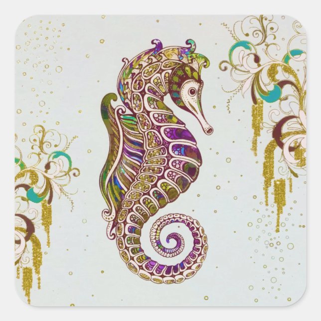 Adesivo Quadrado Dourado Verão Arco-Arco-Arco-Marinho Glitter (Frente)