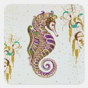 Adesivo Quadrado Dourado Verão Rainbow Sea Glitter