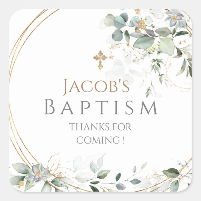 Adesivo Quadrado Dourado Verde Eucalyptus Square Sticker (Frente)