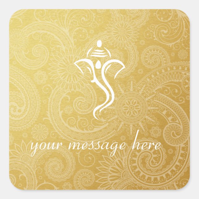 Adesivo Quadrado Dourado Vinayaka Casamento Stickers (Frente)