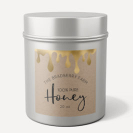 Adesivo Quadrado Dourados Dígitos 100% Pura Rótulos de Jar Kraft Me