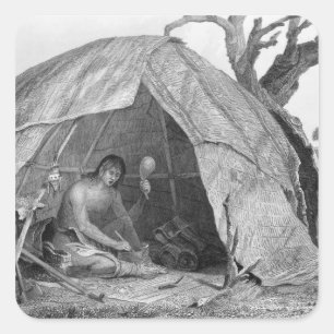 Adesivo Quadrado Doutor indiano Concocting um pote da medicina