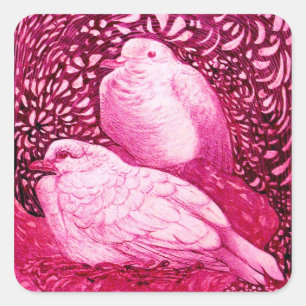 ADESIVO QUADRADO DOVAS BRANCAS EM PINK FUCHSIA