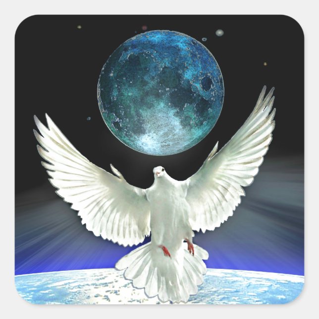Adesivo Quadrado Dove of Peace over Planet Earth (Frente)