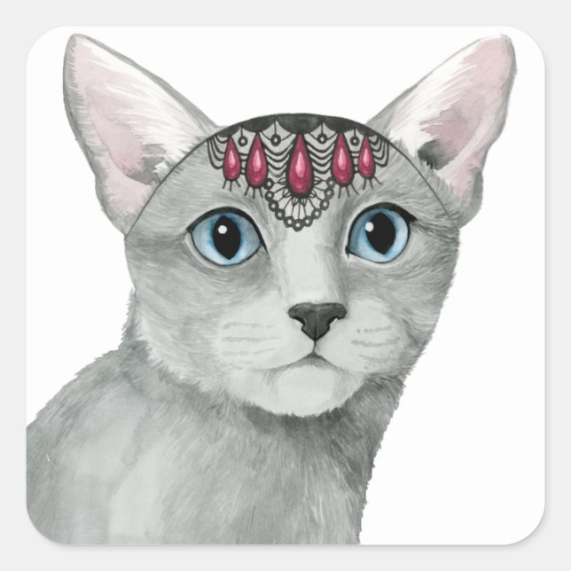 Adesivo Quadrado Downton Cat | Bejeweled (Frente)