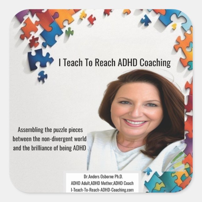 Adesivo Quadrado Dr. Anders Osborne PhD, ADHD Sticker (Frente)