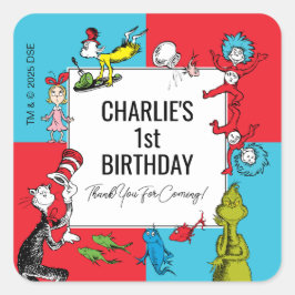 Adesivo Quadrado Dr. Seuss - Caracteres | ANIVERSÁRIO DE CRIANÇA