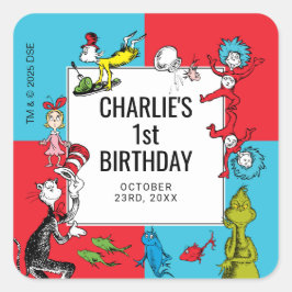 Adesivo Quadrado Dr. Seuss - Caracteres | ANIVERSÁRIO DE CRIANÇA