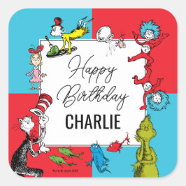 Adesivo Quadrado Dr. Seuss - Caracteres | ANIVERSÁRIO DE CRIANÇA