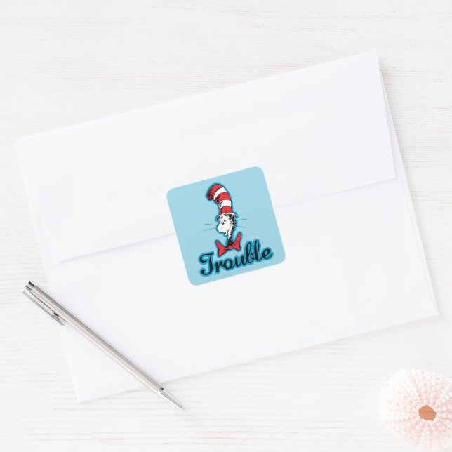 Adesivo Quadrado Dr. Seuss | Gato no Hat Trouble (Envelope)