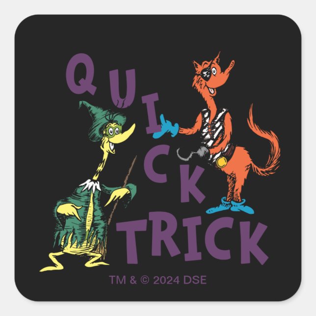 Adesivo Quadrado Dr. Seuss | Gráfico do Quick Trick Halloween (Frente)