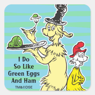 Adesivo Quadrado Dr. Seuss   Green Eggs and Ham   Friend & Sam-I-Am