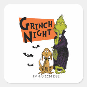 Adesivo Quadrado Dr. Seuss Noite do Grinch no Halloween Gráfico