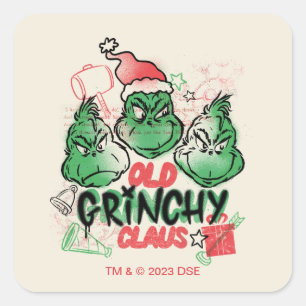 Adesivo Quadrado Dr. Seuss O Velho Grinch Natalino