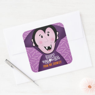 Adesivo Quadrado Dracula Vampire Bat Halloween Bats Roxo