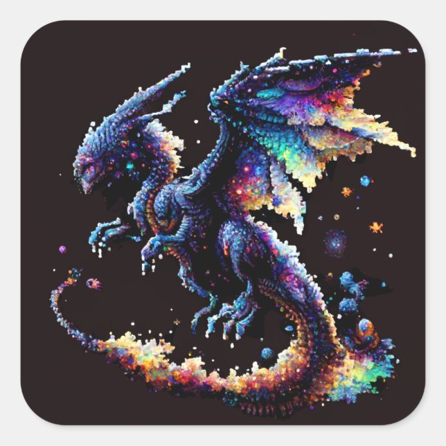 Adesivo Quadrado Dragão Air Elemental Square Sticker (Frente)