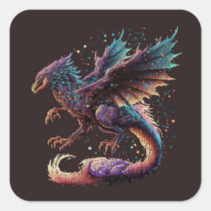 Adesivo Quadrado Dragão Air Elemental Square Sticker
