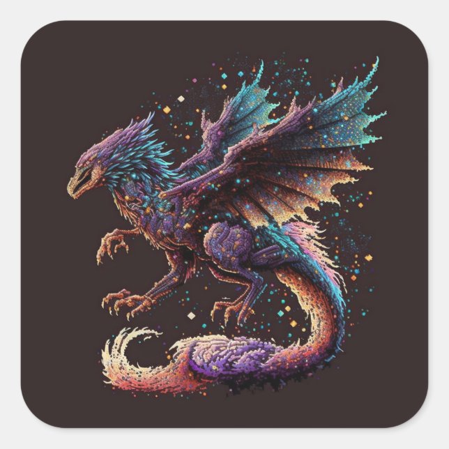 Adesivo Quadrado Dragão Air Elemental Square Sticker (Frente)