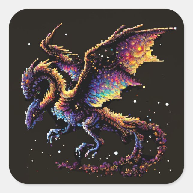 Adesivo Quadrado Dragão Air Elemental Square Sticker (Frente)