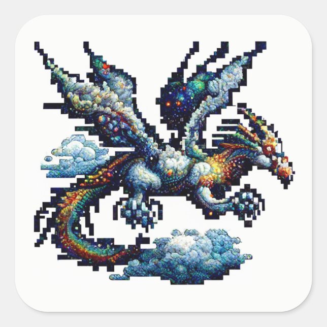 Adesivo Quadrado Dragão Air Elemental Square Sticker (Frente)