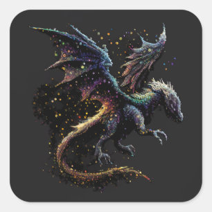 Adesivo Quadrado Dragão Air Elemental Square Sticker