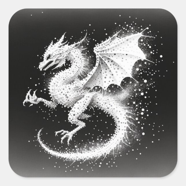 Adesivo Quadrado Dragão Air Elementals Square Sticker (Frente)