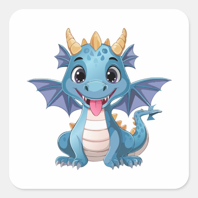 Adesivo Quadrado dragão azul (Frente)