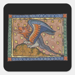 Adesivo Quadrado Dragão Bestiário Medieval c. 1270