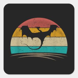 Adesivo Quadrado Dragão Camisa Retro Dragão Vintage Criador Mítico
