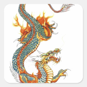 ADESIVO QUADRADO DRAGÃO COLORIDO JAPONÊS