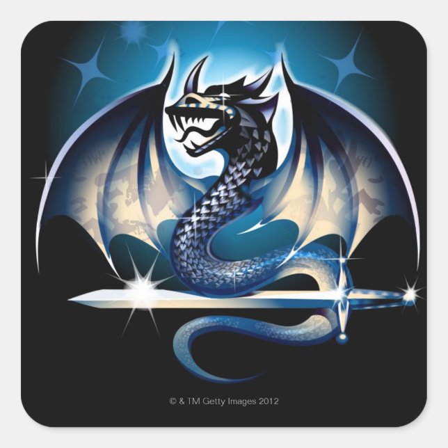 Adesivo Quadrado Dragão com espada (Frente)