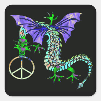 Adesivo Quadrado Dragão da Paz