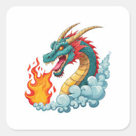 Adesivo Quadrado dragão de chifre azul