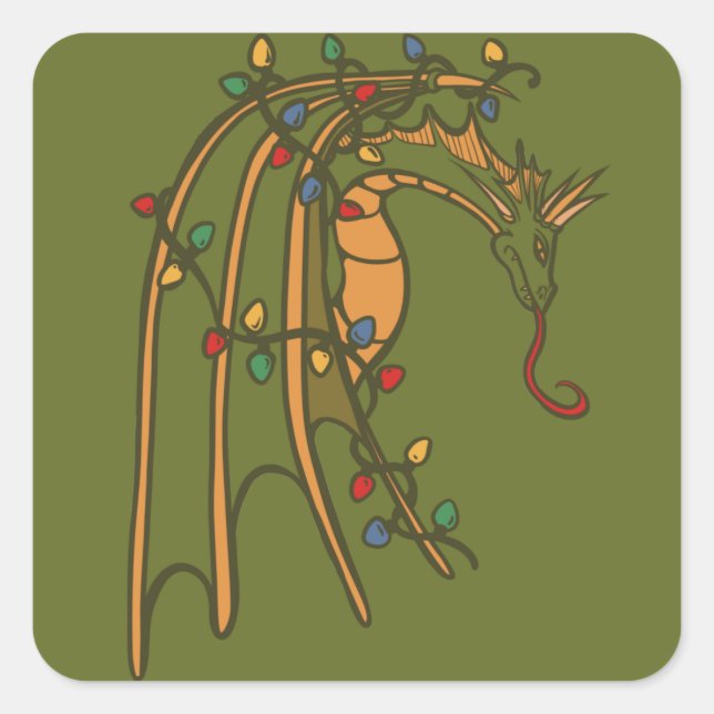 Adesivo Quadrado Dragão de Natal (Frente)