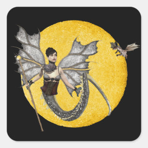 Adesivo Quadrado Dragão Deusa Sticker