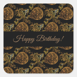 Adesivo Quadrado Dragão Dourado