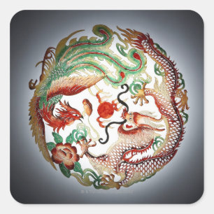 Adesivo Quadrado Dragão e estêncil de phoenix