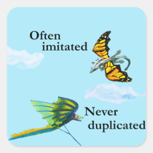 Adesivo Quadrado Dragão e papagaio