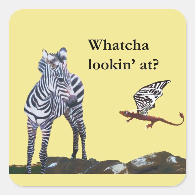 Adesivo Quadrado Dragão e Zebra (Frente)