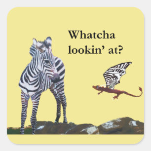 Adesivo Quadrado Dragão e Zebra