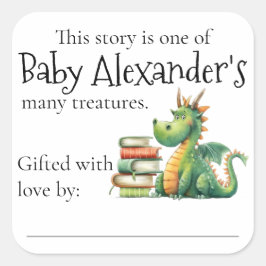 Adesivo Quadrado Dragão Hoard Books para Bebê