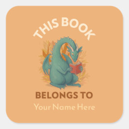 Adesivo Quadrado Dragão Isto pertence a Bookboards